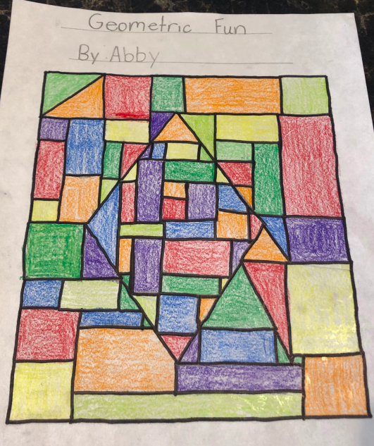 mlle_fsl's tweet photo. To wrap up 2D Geometry I asked students to make their own geometric art. Here's some examples of student submissions. How awesome are these?! 😍 @shcsparis #2DGeometry #FunWithMath #DistanceLearning https://t.co/m7M5ySvJLm