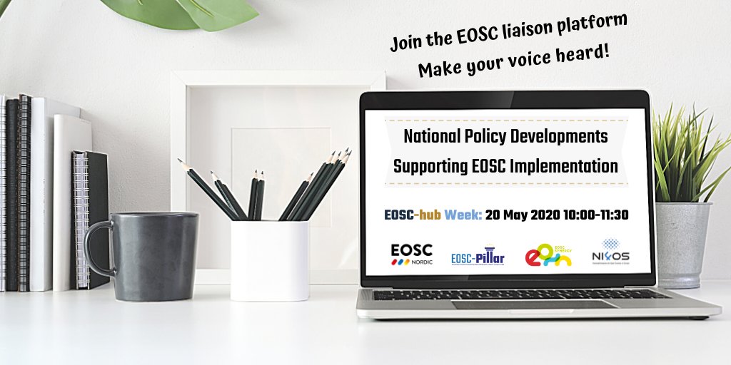 EoscSecretariat's tweet photo. The online #workshop “National Policy Developments Supporting EOSC Implementation”, jointly organised by the #EOSC regional projects, takes place at the #EOSChubWeek on the 20th of May at 10:00. 
Join the EOSC Liaison Platform, make your voice heard! https://t.co/bCoGz6cl6W https://t.co/rQr9IRAg7B