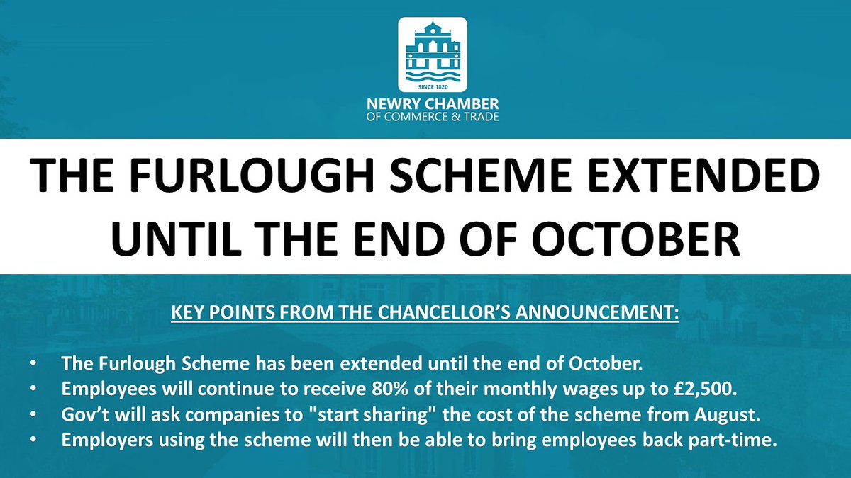 NewryChamber's tweet photo. Colm Shannon, CEO of Newry Chamber said:

"The extension of the Furlough Scheme is very welcome news."

"It has been a lifeline for businesses and this extension will help them plan for the gradual reopening and support others which will remain closed over the summer." https://t.co/mvdKtOwyi8