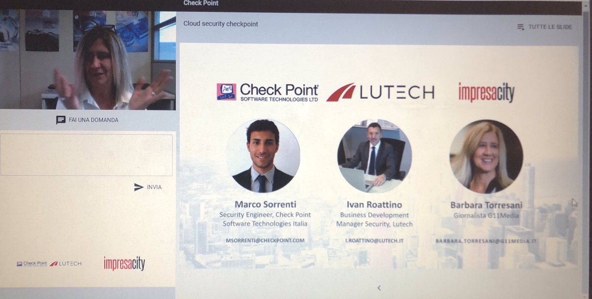 impresacity's tweet photo. #AprovadiCloud Dopo aver approfondito il tema della sicurezza delle applicazioni in #cloud #SaaS con #ivanroattino @LutechGroup e #marcosorrenti @CheckPointItaly appuntamento al prossimo 26 maggio: si parlerà di sicurezza, governance e visibilità nel #cloudpubblico. Stay tuned! https://t.co/H8UXTXyxOL
