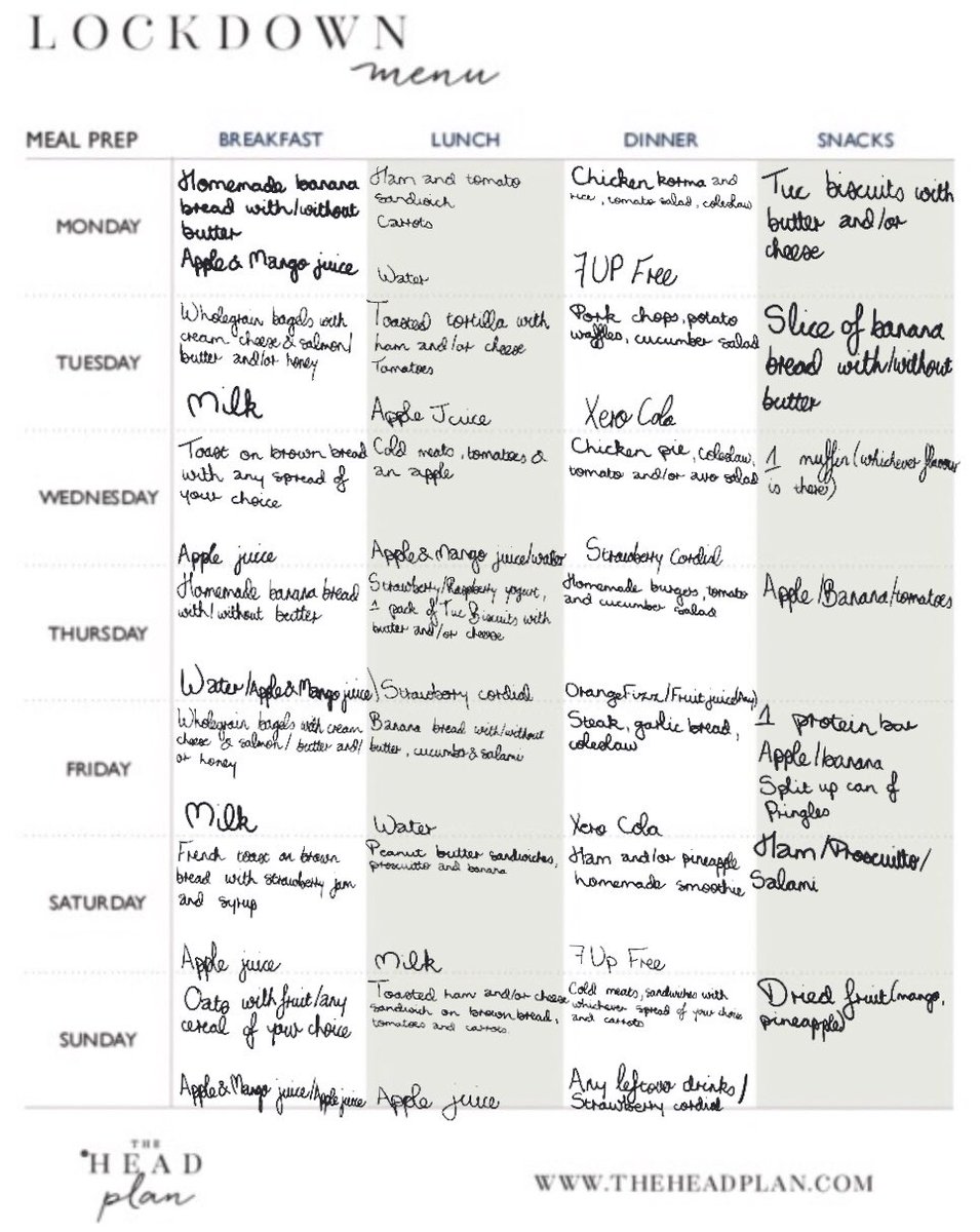 TheHomeEcHub's tweet photo. Meal planning
Why?
✅ Improves eating habits
✅ Saves time, money and energy
✅ Reduces food waste
Students were asked to create a ‘lockdown menu’ for their family using this template I downloaded from @TheHeadPlan 😃🙌
#homeeconomics #homeec #mealplanning #planningmeals https://t.co/0rHGj0eU4Z