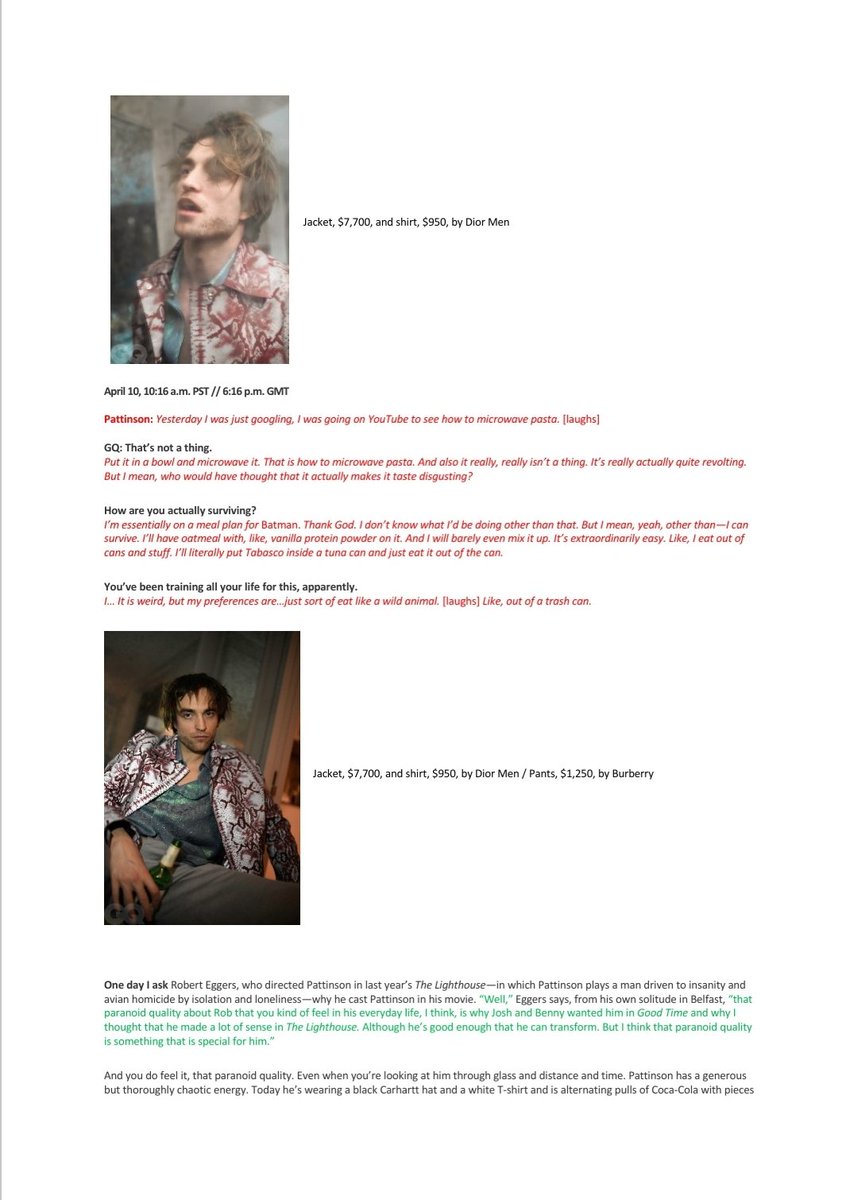 Robert Pattinson talks to  @GQMagazine (June-July 2020)  #RobertPattinson   #GQ Interview: 10 Pages 1/3