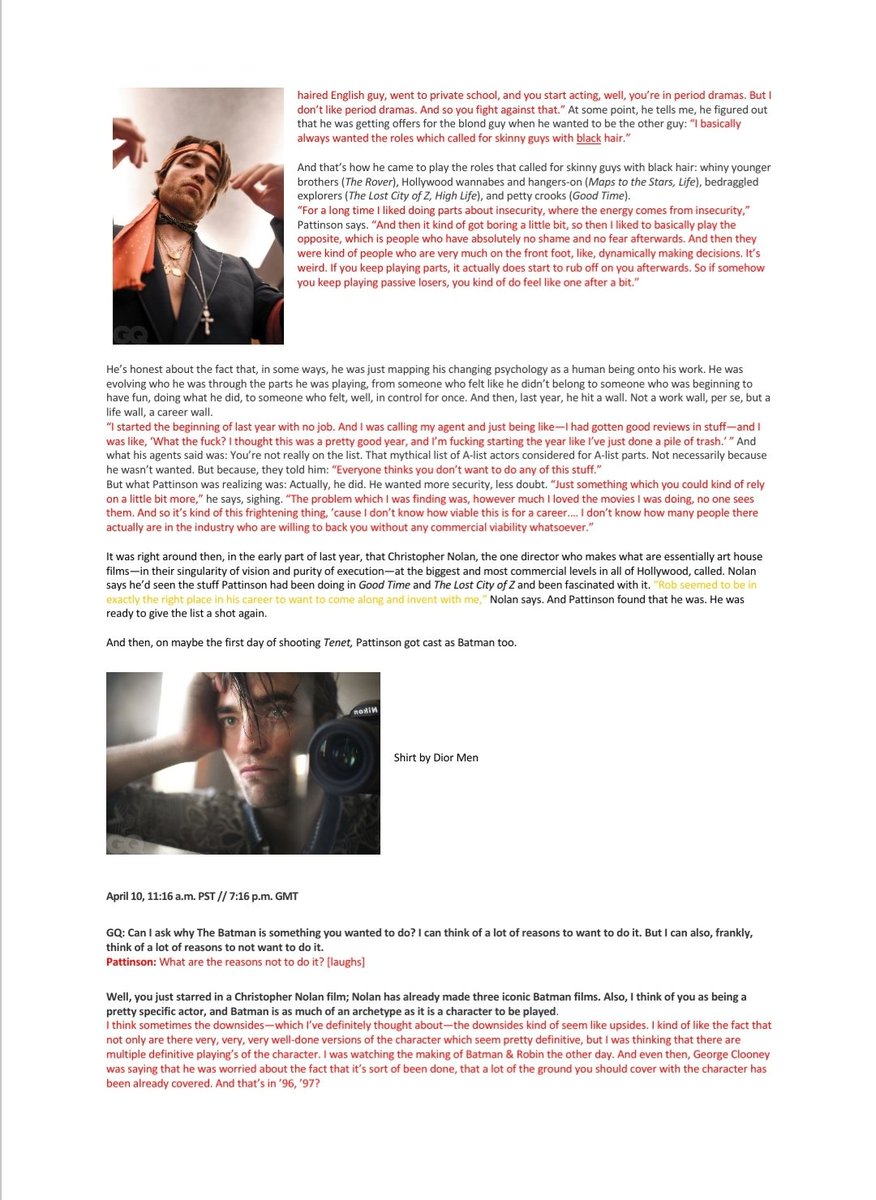 Robert Pattinson talks to  @GQMagazine (June-July 2020) #RobertPattinson  #GQ Interview: 10 Pages 2/3