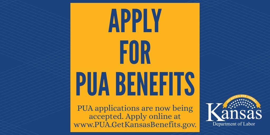 KansasDOL's tweet image. To apply for PUA benefits or to submit a weekly claim for PUA benefits, go to pua.getkansasbenefits.gov

#ksdol #ksleg #ksworks