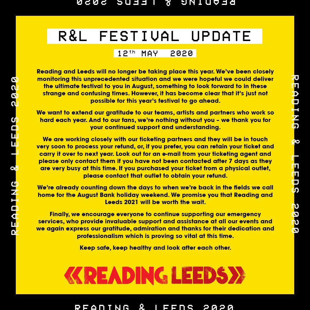 Reading Festival 2020 has been canceled