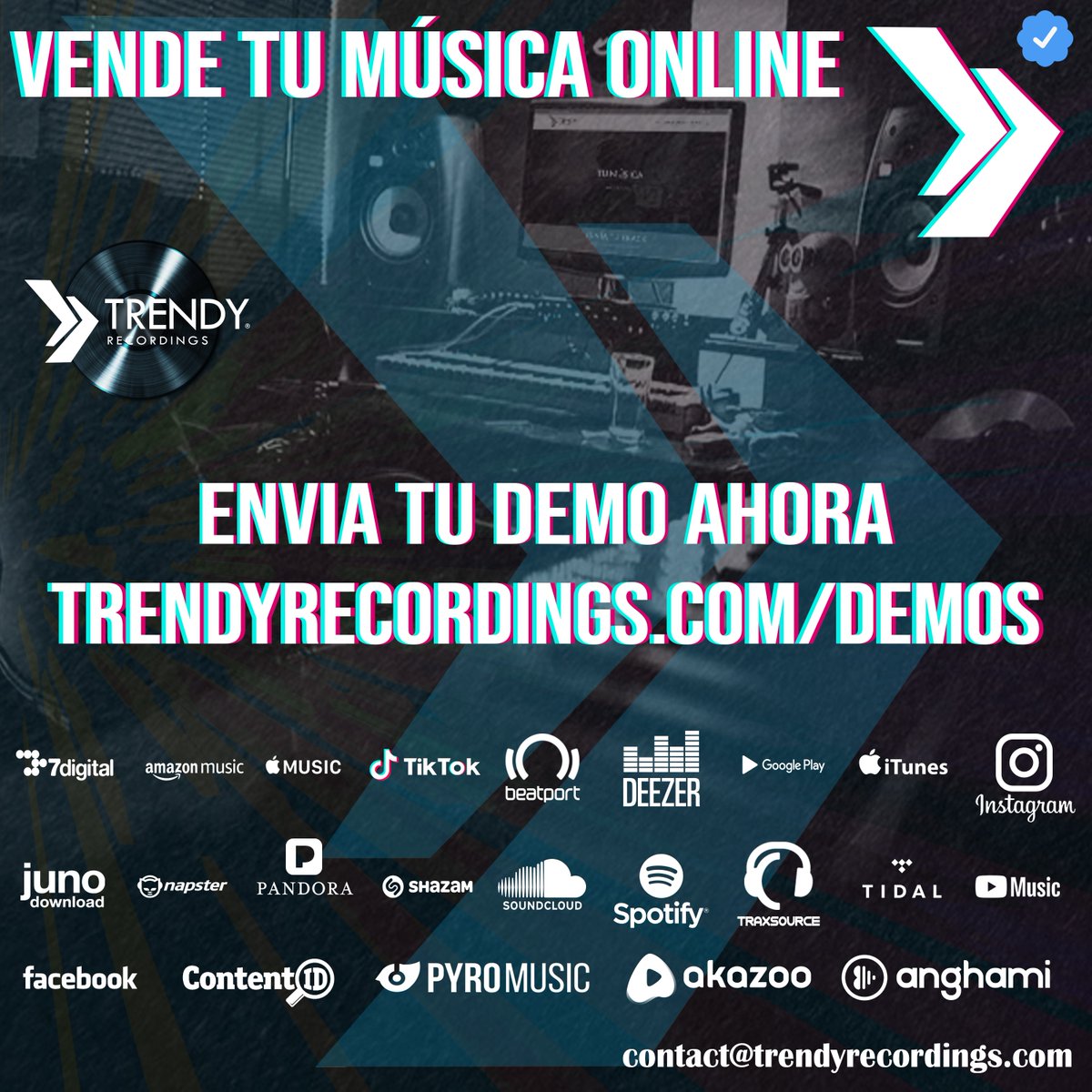 YoalDesing's tweet photo. ¿NO TIENES SELLO?
DIFUNDE TU MÚSICA POR TODAS PARTES !

Distribuye tu música en iTunes, Beatport, Traxsource y más. Tu música en los sitios de descarga y streaming más populares del mundo. 

Demos:
https://t.co/OVKPhQG8vw https://t.co/hgoVHpdWYA