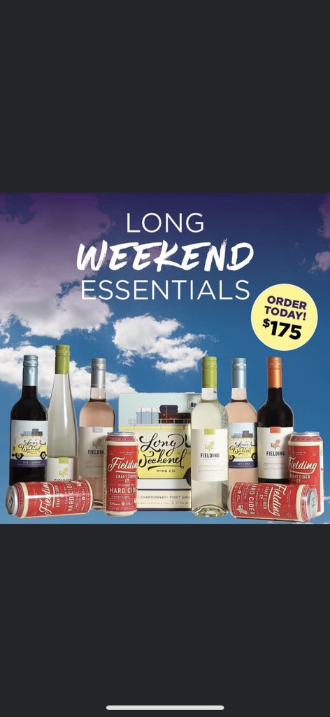 Get geared up for the Long Weekend!  Call or order online for curbside pickup or free local delivery <a href="/LongWeekendWine/">Long Weekend Wine Co</a> <a href="/FieldingCider/">FieldingCraftCiderCo.</a>