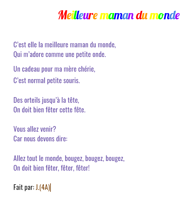 EEC_SMBM's tweet photo. Un poème pour célébrer la fête des Mères... nos mamans qui sont très spéciales! Un poème écrit avec beaucoup d'amour d'une élève #francoyork @cscmonavenir https://t.co/r4d8IYVFAI