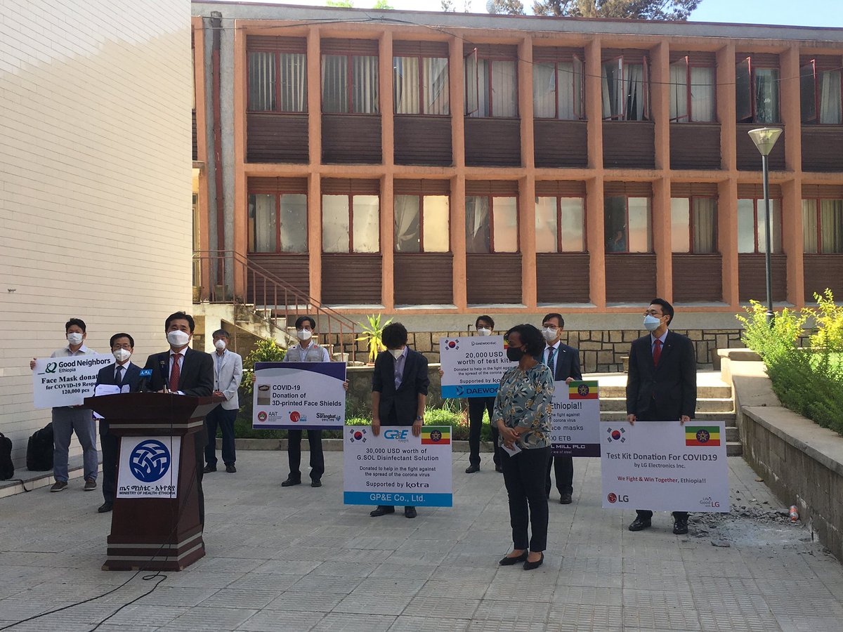 dgerima's tweet photo. Grateful to the govt of the #RepublicOfKorea and Korean companies, Korean devt agencies and NGOs operating in #Ethiopia for their support to the fight against #COVID19. Solidarity is the hallmark of the bilateral relations and cooperation between 🇪🇹 and 🇰🇷. https://t.co/0SzECUCO0B