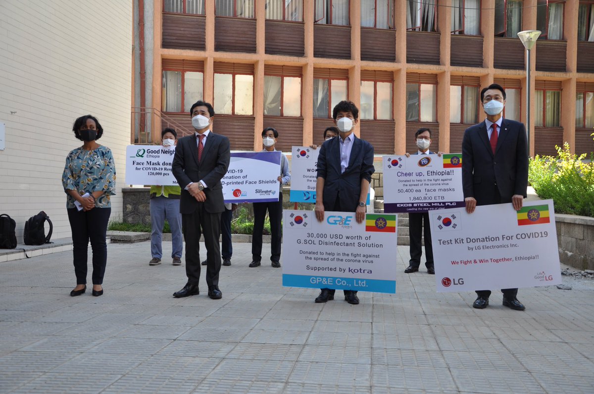 dgerima's tweet photo. Grateful to the govt of the #RepublicOfKorea and Korean companies, Korean devt agencies and NGOs operating in #Ethiopia for their support to the fight against #COVID19. Solidarity is the hallmark of the bilateral relations and cooperation between 🇪🇹 and 🇰🇷. https://t.co/0SzECUCO0B