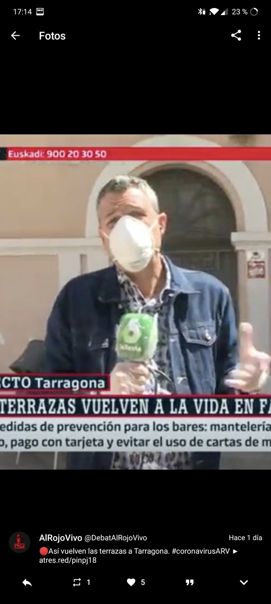 kalakahua's tweet photo. Amigos de @DebatAlRojoVivo, desde nuestra Plataforma Marea Tuitera nos gustaría saber por qué vuestros reporteros utilizan mascarillas ffp2, privando de ellas a los sanitarios que las necesitan. Gracias de antebrazo. cc @_anapastor_ https://t.co/OicqHqVIyT