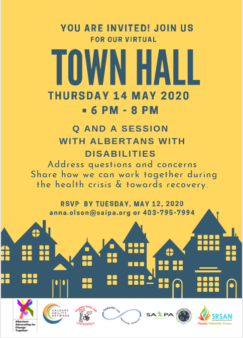 Last chance to register for the  virtual MLA Town Hall! Do you have questions for the government? Do you want to share your your concerns and solutions? Register by emailing anna.olson@saipa.org to get the link to zoom @SAIPA1986@LethDIA@SACLA_Alberta@lfsfamily #ableg #advocacy