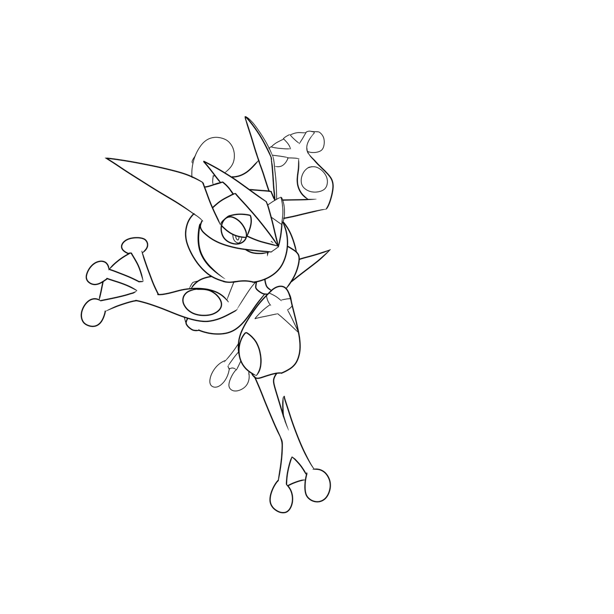 たこアレン エッジさんカラーのゲッコウガ見るたびに浮いてるから描き直してたらエッジさん誕生日でびっくりした 色塗り次第でまた浮きそう