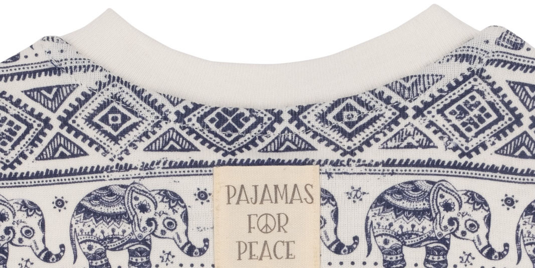 PajamasForPeace's tweet photo. Elephants are a symbol of intelligence, wisdom and peace. Our new Tranquil Elephant print is made with 100% GOTS-certified organic cotton to keep your little ones comfy and peaceful all night (and day) long. Visit our website for more and don’t forget - we’re shipping as normal! https://t.co/tPNBuuHz1p