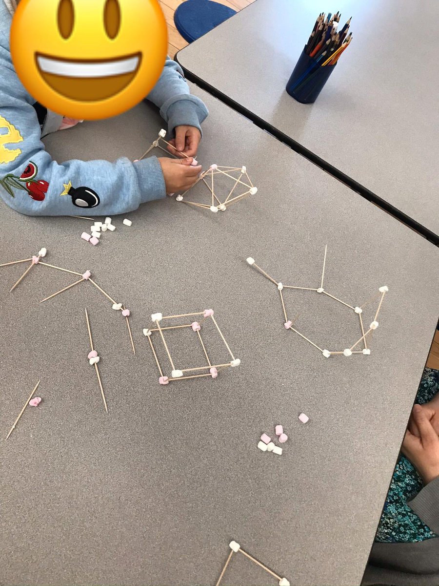 HubDda's tweet photo. Practical maths in the hub today - constructing 3D shapes.  We challenged ourselves to create some complex structures. https://t.co/KhDlKQRvIB