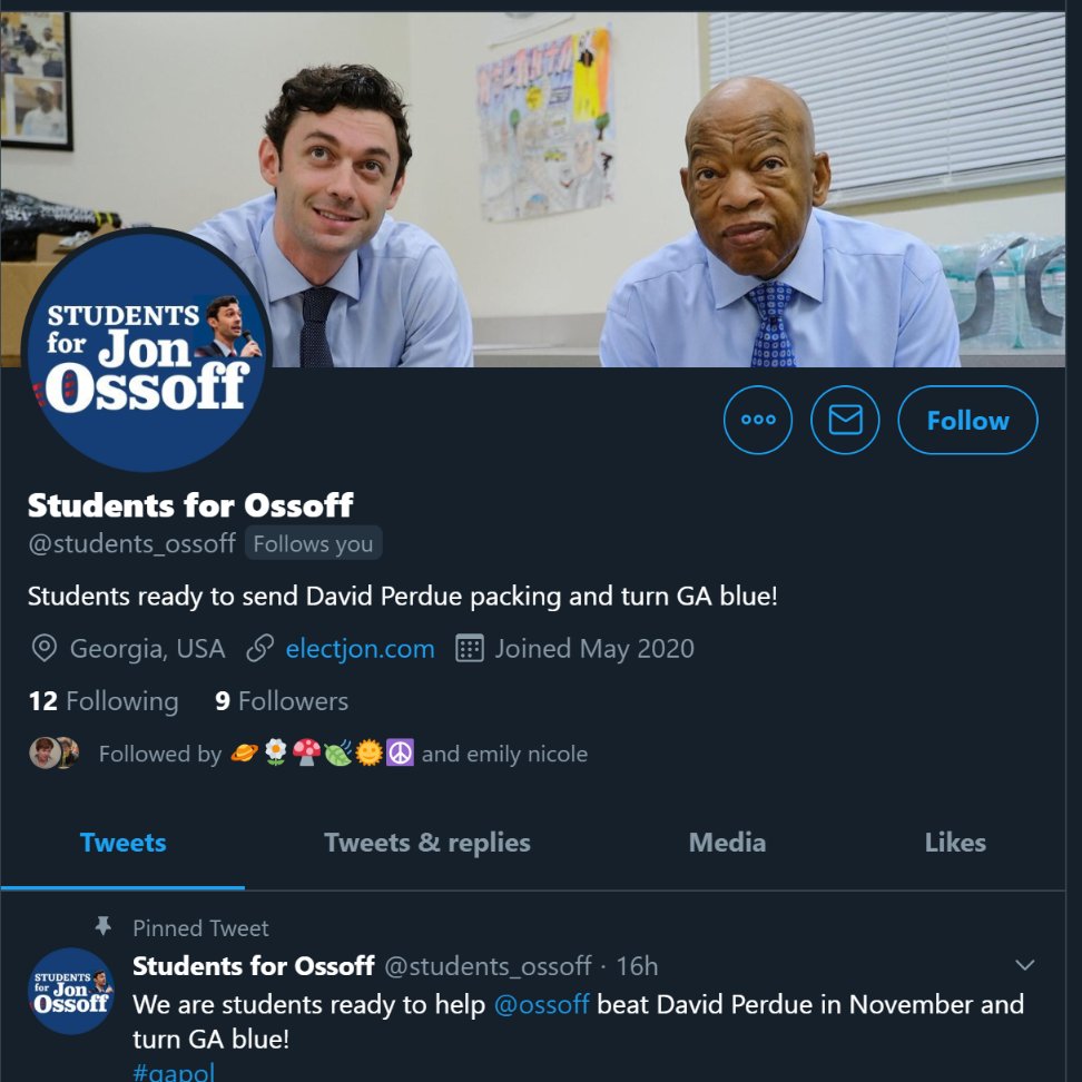 eagles4pete's tweet photo. Shout-out to #StudentsforPete alum, Emily Zanieski, for continuing her hard work to turn GA blue!  The fight didn't stop with Pete, and she's working to ensure Democrats get elected in all positions.
Give her and the students at @students_ossoff a follow and stay in the loop! https://t.co/CGTlT90uZg