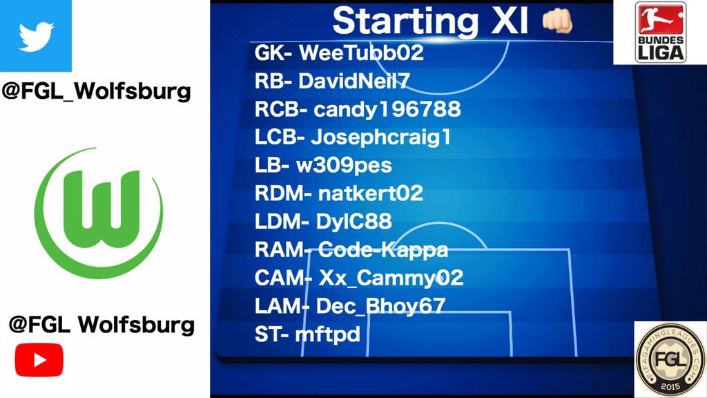 FGL_Wolfsburg's tweet photo. 🟢FGL Wolfsburg⚪️
Massive games tonight in the league hoping to get off to a better start tonight👊🏻

🏆Bundesliga
🆚️FC Schalke 04🇩🇪(H)
⏰8:10PM

🏆Bundesliga
🆚️Eintracht Frankfurt🇩🇪(A)
⏰8:40PM

@FGLFifa 

(Line-Up)↙️ https://t.co/nBtYizSYyQ