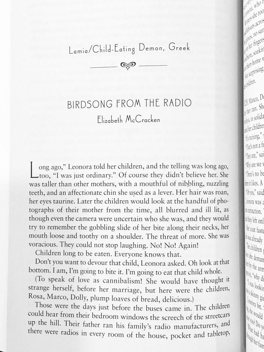 5/11/2020: "Birdsong from the Radio" by  @elizmccracken, from the 2013 anthology XO ORPHEUS: FIFTY NEW MYTHS, edited by  @katebernheimer and published by  @PenguinBooks.