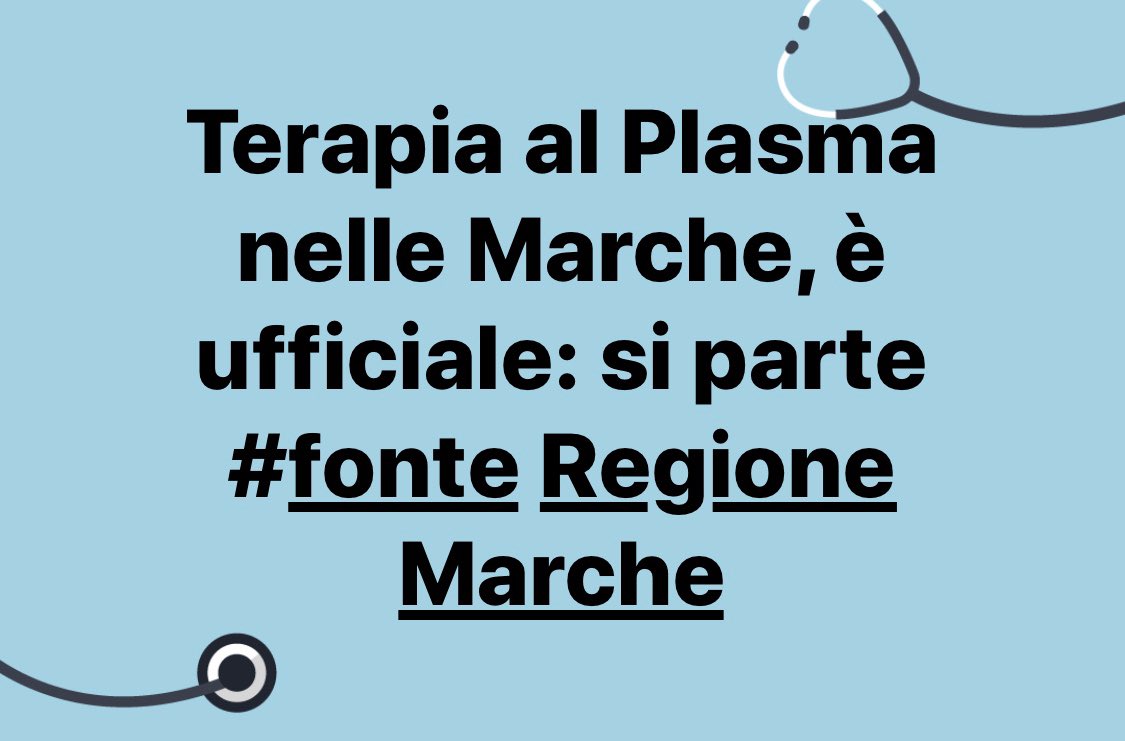 MaurizioSocci's tweet photo. #Terapia al #Plasma nelle #Marche, ufficiale: si parte #nofakenews
#fonte @RegioneMarcheIT
Il #Comitatoetico ha comunicato nel pomeriggio il proprio parere favorevole all’unanimità x la sperimentazione della terapia al plasma: via a partire dalla mezzanotte di oggi https://t.co/bmJzHHg7eG