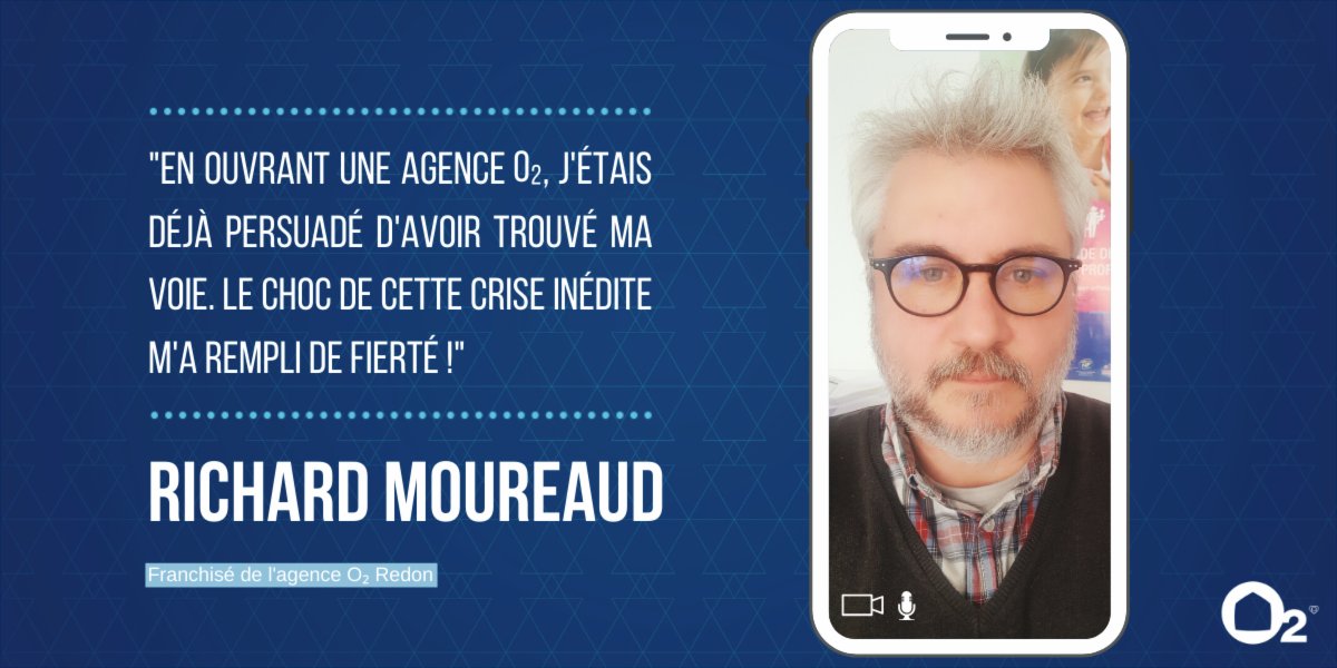 franchiseo2's tweet photo. Pour Richard Moureaud, franchisé O₂ à Redon, cette crise inédite l'a rempli de fierté. Fierté envers ses intervenants, présents pour continuer à assurer les prestations et fierté envers les encadrants d'agence et les services du siège O₂ pour leur implication et esprit positif. https://t.co/JDnngGlNB3