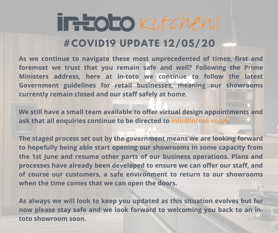 Our latest #Covid_19 update following the release of the governments 3 stage plan to lift the lockdown restrictions. For more details follow the link bit.ly/2zsgSuS #myintoto #staysafe #covid19