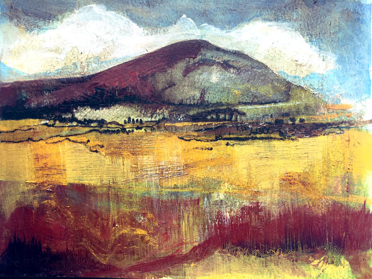 CatSalterArtist's tweet image. This is where it has ended up! Mixed media and working over varnish with more acrylic. Interesting effects when you scratch back through the wet paint. #experimenting #mojoback #dosomethingnew #artistsinlockdown