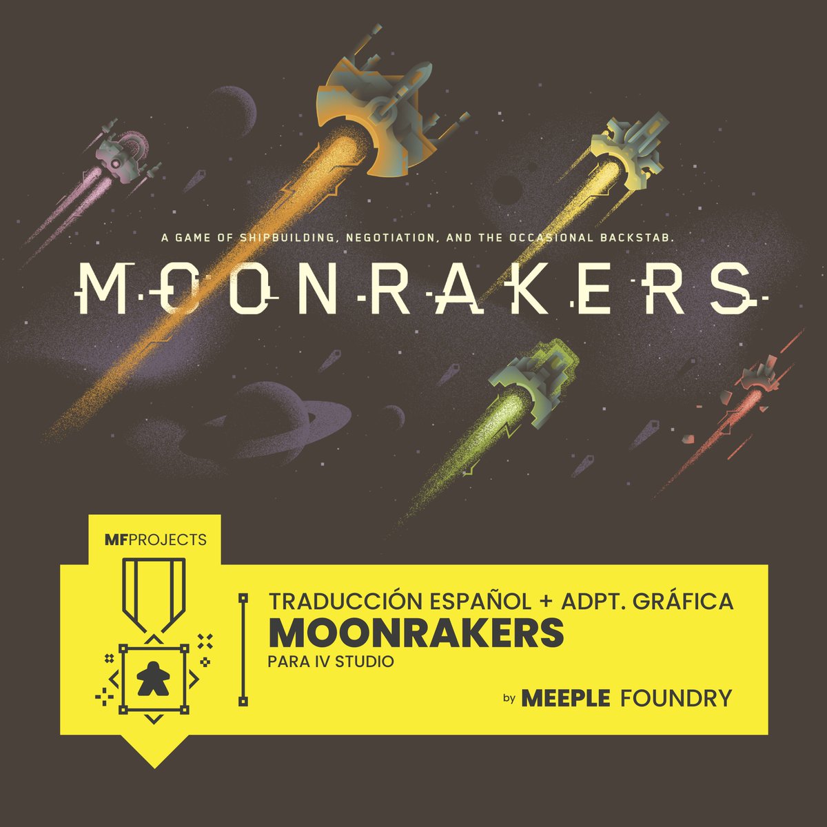 MeepleFoundry's tweet photo. Esta semana os enseñaremos trabajos que vamos terminando. Primero, el genial @MoonrakersGame para el que hemos hecho la traducción+adaptación del reglamento y que subiremos a la #BGG en Junio. Acuerdos y negociaciones galácticas con mecánica #deckbuiding
https://t.co/ocD4wBGG4W https://t.co/EVxcRamYjU