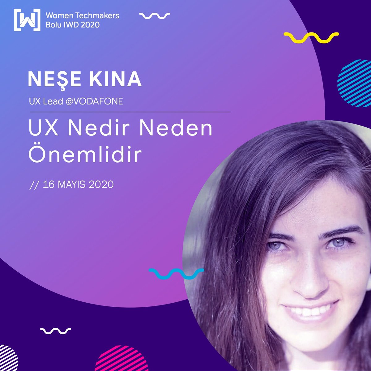 wtmbolu's tweet photo. Konuşmacılarımızı sizlere tanıtmaya devam ediyoruz ✅
UX Nedir Neden Önemlidir sunumu ile Neşe Kına 16 Mayısta GDG Bolu Youtube hesabında bizlerle olacak⭐
⏰Yayını kaçırmayın https://t.co/jSmM7XnUGW