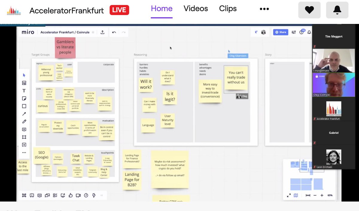 Great <a href="/accelerator_ffm/">Accelerator Frankfurt</a> workshop #Wave7 #live now  with <a href="/diefirma/">die firma</a>! @rmangelmann giving insights on frictionless customer onboarding! twitch #accfm <a href="/CoinRuleHQ/">Coinrule (YC S21)</a>  twitch.tv/acceleratorfra…