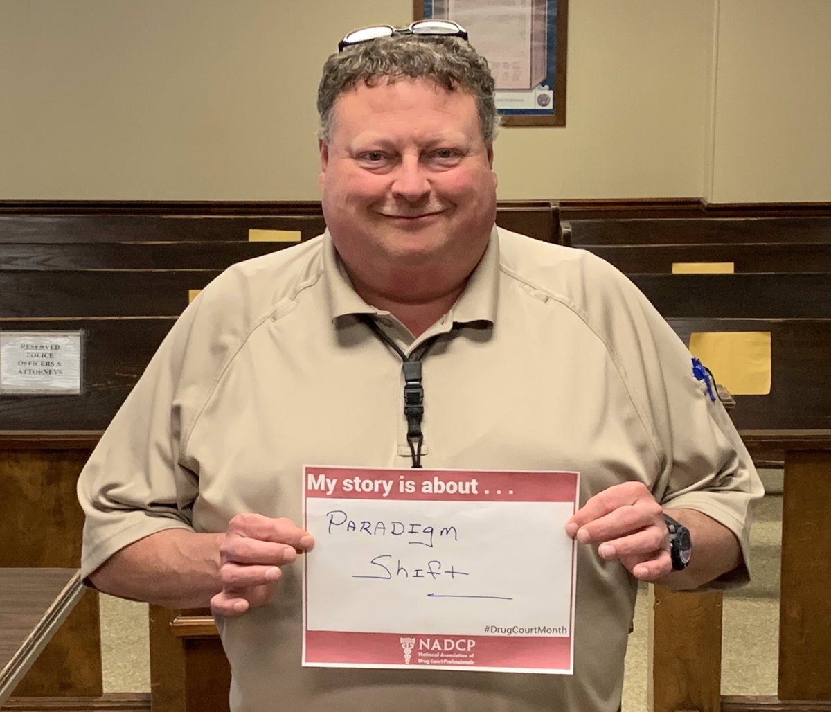 GreeneRecovery's tweet photo. Tim is a Detective and a member of our Recovery Ct team. His story is one of a “Paradigm Shift”. He sees that “lock’em all up” doesn’t work and that People do Recover. He also helps educate others in Law Enforcement about the value of Recovery Court! @_ALLRISE_ #DrugCourtMonth https://t.co/rFvzhB4zaH