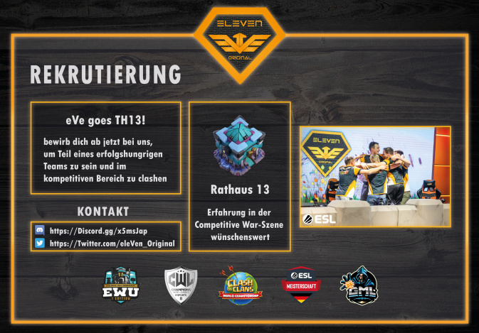 🟠⚫️🟠⚫️🟠⚫️🟠⚫️🟠
⚔️ Original goes TH13 only! ⚔️

⚠️After a long history as mixed breakdown clan we are taking the next step and focus on the highest townhall level! 😎💪

🧐Therefore we're currently RECRUITING German speaking players! See you on discord! Link in Bio! ‼️
RT ❤️❤️