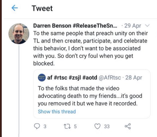 So, where did this energy go? Where’s the outrage over the burners of the same person daily bullying & harassing members of the RTSC fandom? Oh, right. This is a coordinated campaign from a clique within the movement that not just participates but celebrates this behaviour.