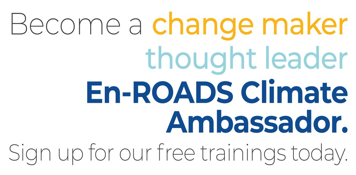 Follow  @climateinteract and join an incredible cohort of 130 global climate leaders by signing up for their free online trainings to learn how to lead events using the  #EnROADS simulator. Starts May 14th. (disclosure, I'm the co-director :))  https://www.climateinteractive.org/tools/en-roads/landing-page/