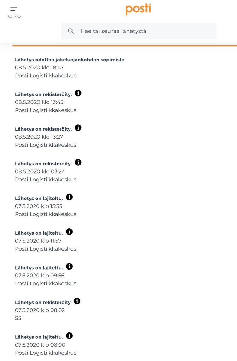 pasimaenpaa's tweet photo. Digitalisaation kukkanen on #Posti pakettipalvelu. Lähetetty 4.5 Tukholmasta ja 20 min jonottamisen jälkeen asiakaspalvelu kertoo 12.5 että eivät ole voineet sopia toimitusajankohtaa koska puhelinnumeroni on liian lyhyt. Kysykää apua #matkahuolto https://t.co/E6CjyUjLRK