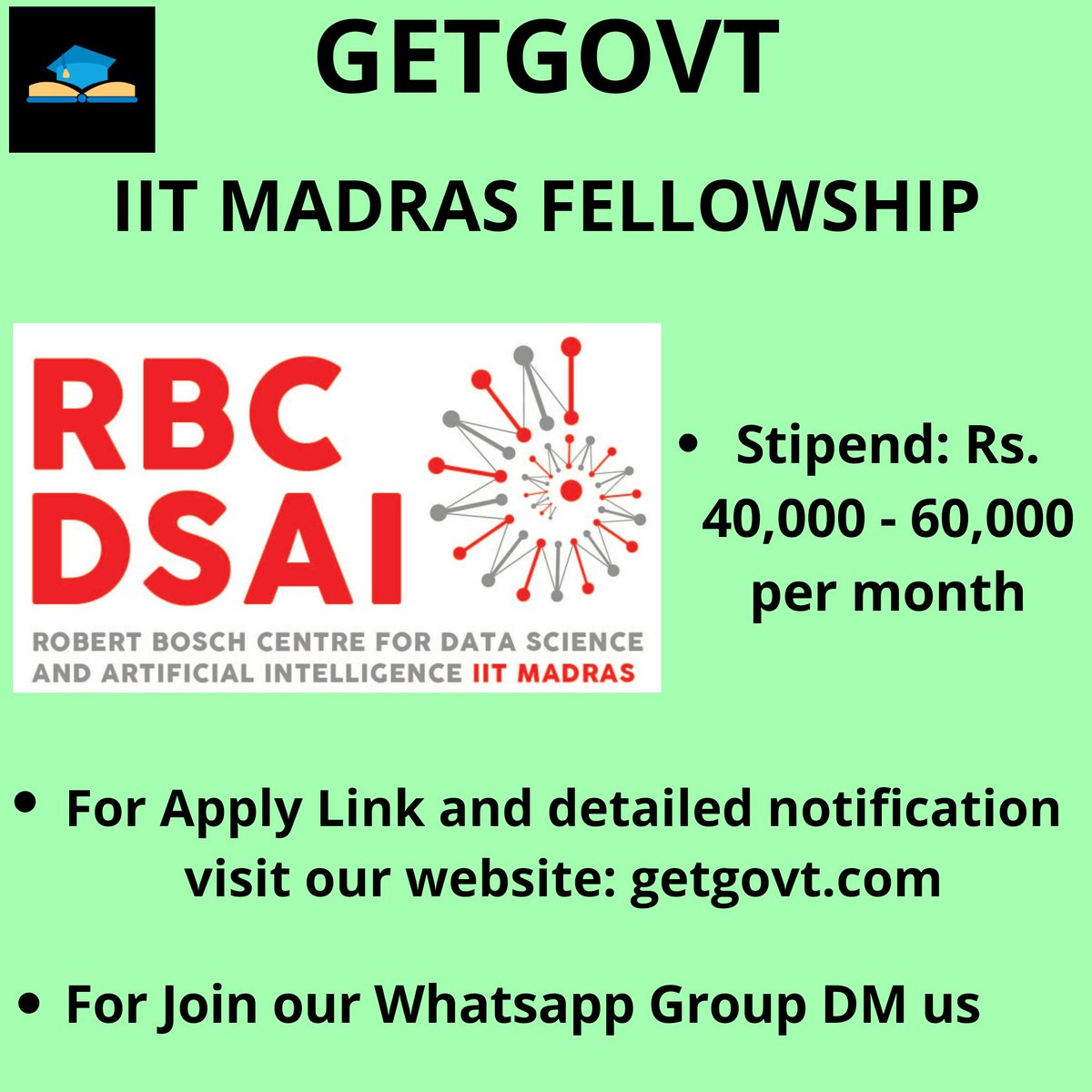 GovtGet's tweet photo. IIT MADRAS FELLOWSHIP

For Apply link and detailed notification click here: https://t.co/t4GSxZmt8Z

Join our Whatsapp group: https://t.co/EdMyyffFnI

#iit #iitmadras #Job #Covid_19 #CoronaWarriors #CoronaUpdatesInIndia #CoronaVirusUpdate #Jobs https://t.co/Z7NLdhnyYd