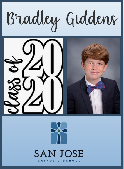 SanJoseCSJax's tweet photo. 8th grade Spotlight of the Day! We are so proud of our 8th graders and are excited to see where their journey leads them. Their presence on our campus will be greatly missed. Congratulations, Class of 2020! #sanjosecatholic #classof2020 #catholicschoolstrong https://t.co/PjfW3rmdAa