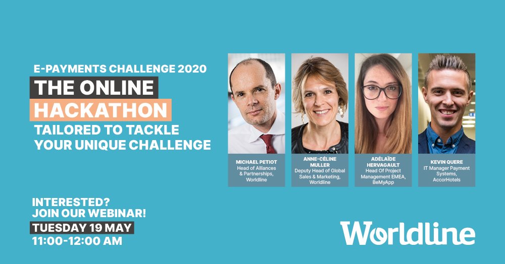 Bring your e-payments challenge and we will come up with an innovative and customized solution during a 3-day #online #hackathon! Join #Worldline's #webinar on 19/05 and see how we can make this challenge a reality together. okt.to/BZ6K0P