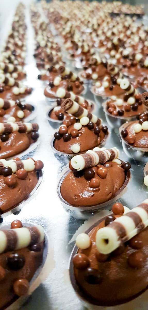 Chocolate mousse canapés getting ready for the reopening our MIDLETON café tomorrow, Wednesday, 13th May. From 9AM to 5PM. Takeaways only. (We hope to have a separate announcement about BALLINCOLLIG soon. Thanks ever so much for your patience.)