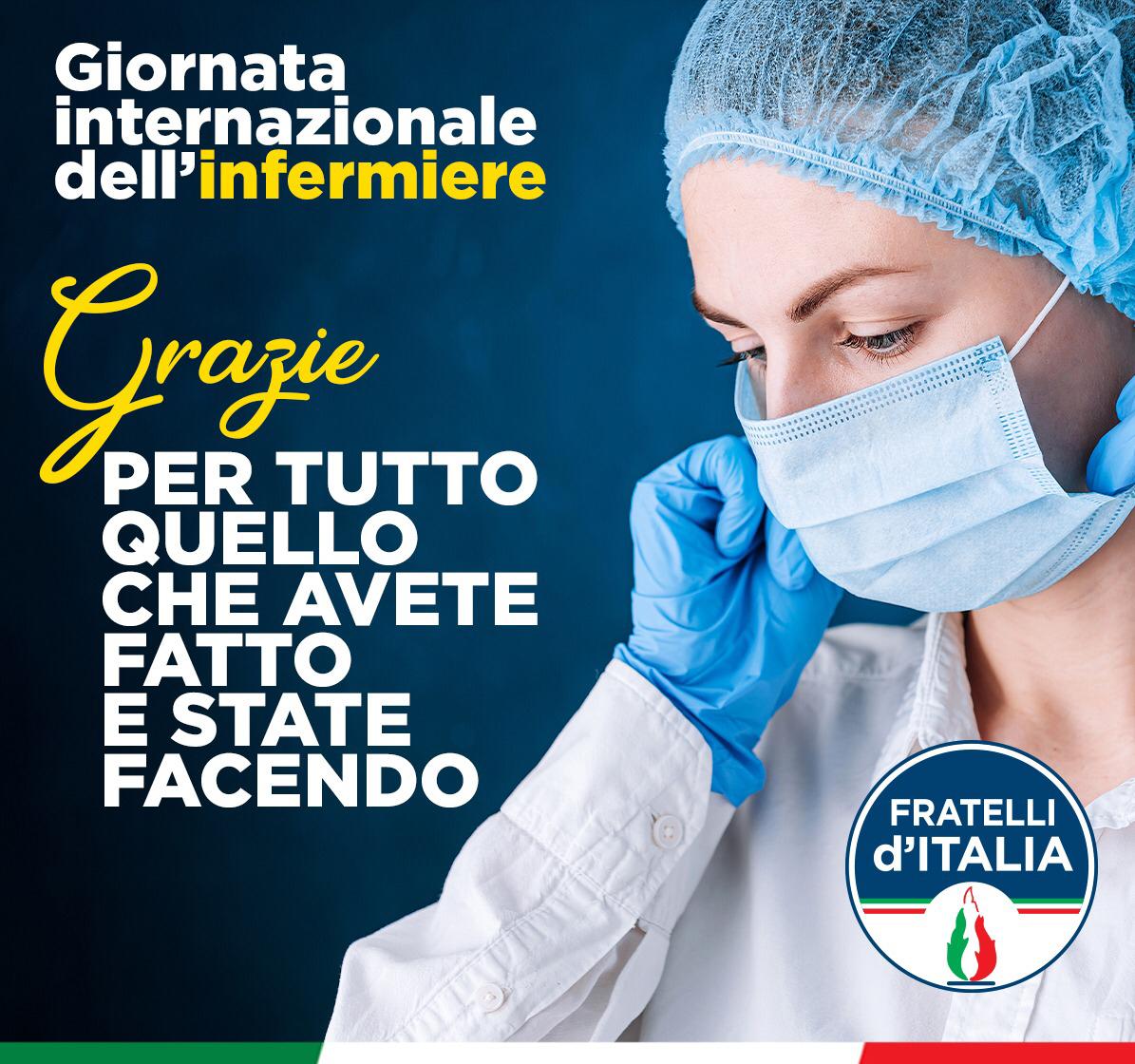 GiorgiaMeloni's tweet photo. Grazie a tutte le donne e a tutti gli uomini coraggiosi che, con grande spirito di sacrificio, sono elemento essenziale per la lotta al #coronavirus. Dietro ogni maschera nascondono i segni del loro duro lavoro, ma anche sorrisi che donano gioia e speranza. Grazie #infermieri! https://t.co/LtUNVJVanF