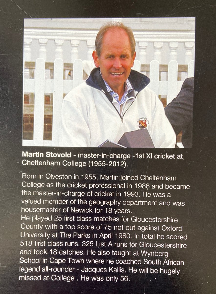 mkcoley's tweet photo. 8 years ago we lost a great friend and wonderful schoolmaster. Our thoughts are with all the Stovold family today. The sun is shining at College but sadly no cricket being played. 12th May 2012 we walloped Clifton College by 10 wickets! MWS would have been very proud! https://t.co/V4SmKT1rhC