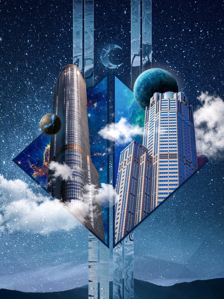 TeryimaUhamber's tweet image. ALTERNATE DIMENSIONS. Which do you prefer? 

#digitalarts #createmanipulation
#photoshop #photomanipulation #graphicdesign #createwithphotoshop #digitalcollageart #moon #transitions #transition  #spirituality #skyscraper #clouds #stars