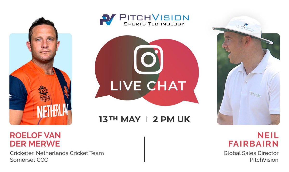 PitchVision's tweet photo. #PVChat: Our next #LIVE is with @Roela52!
🕰: 2 pm UK | 3 pm CET | 6:30 pm IST
Stay tuned to watch our Global Sales Director, Neil Fairbairn host Roelof van der Merwe, Cricketer at Netherlands National Cricket Team, Tshwane Spartans.🇳🇱🏏 https://t.co/zRlxc5ZdZM