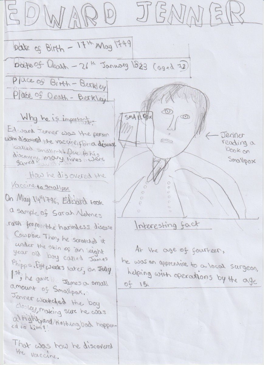 A great report on Edward Jenner! You really sound like an expert.