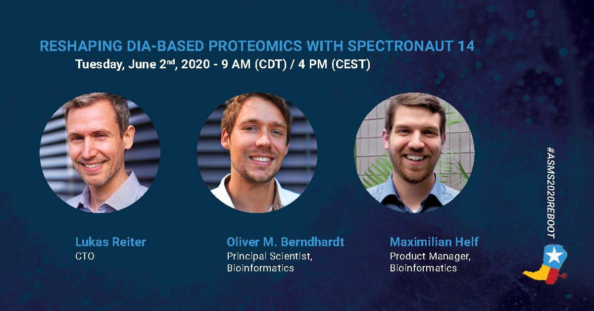 biognosys's tweet photo. #ASMS2020Reboot is drawing closer and with it the launch of #Spectronaut 14!  Click on the link below to see the entire list of our activities at this year's #ASMS and to register for our launch webinar series: https://t.co/6TolpeVZ6j #proteomics #DIA #LCMS https://t.co/7vHXtUynag