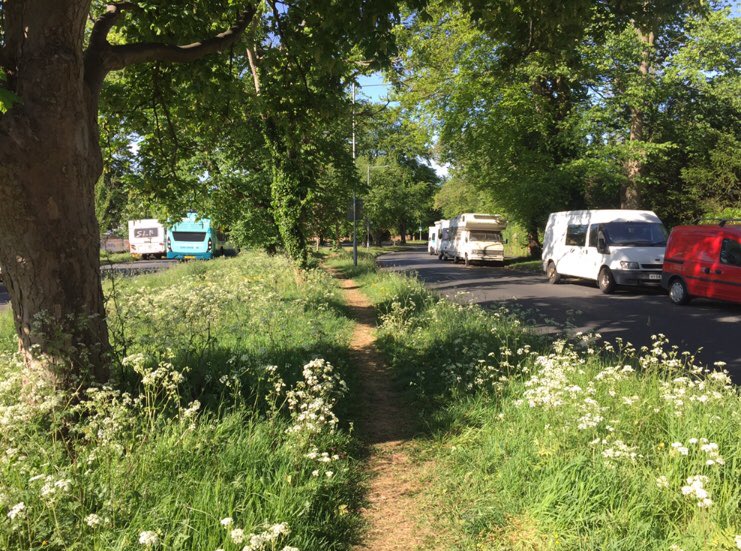 Janey121212's tweet photo. I usually take photographs of nature and pretty vistas, but I appear to be developing a joy of photographing ‘desire lines’. Since Lockdown began I’ve enjoyed watching the changing pedestrian landscape in my neighbourhood of Brighton. #roadspacereallocation @livingstreets https://t.co/fxqflrulmi
