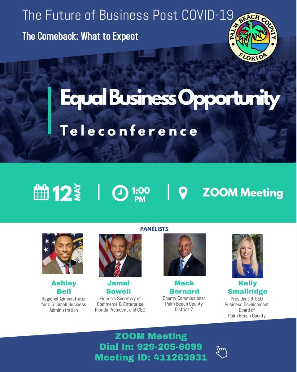SBAsoutheast's tweet photo. Happening at 1 pm ET Today: Ashley D. Bell
@SBAgov Regional Administrator & @WhiteHouse
Entrepreneurship Policy Advisor for the #WHORC joins the @pbcgov Equal Business Opportunity Conversation #COVID19 #Recovery @EnterpriseFL @SBA_SouthFL https://t.co/Wl4vRQf4Yl