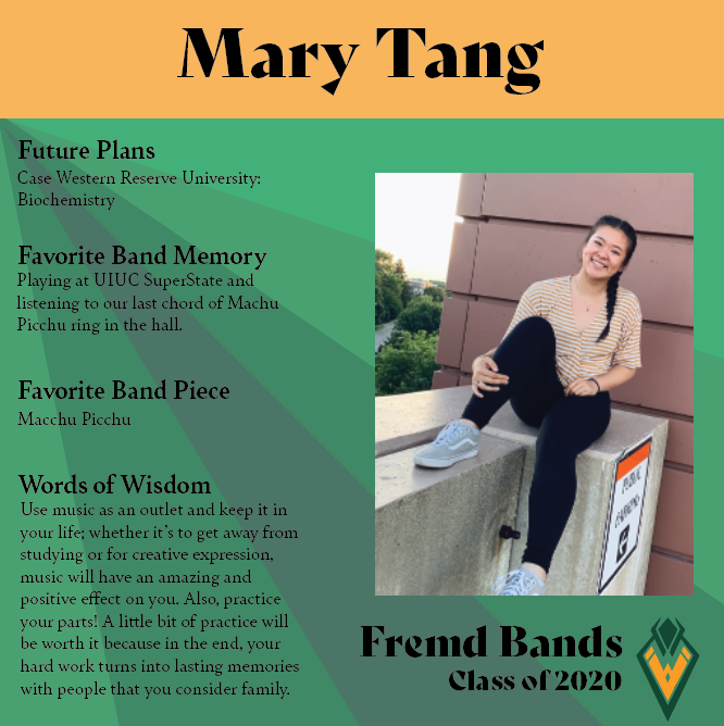 FremdBands's tweet photo. Fremd Bands “Class of 2020”: Congratulations and thank you to flautist Mary Tang and percussionist Sage Wang for your musical talent and four years of dedication to the Fremd Band program. We wish you both the best with your future endeavors! https://t.co/L9fBJo5Zp9