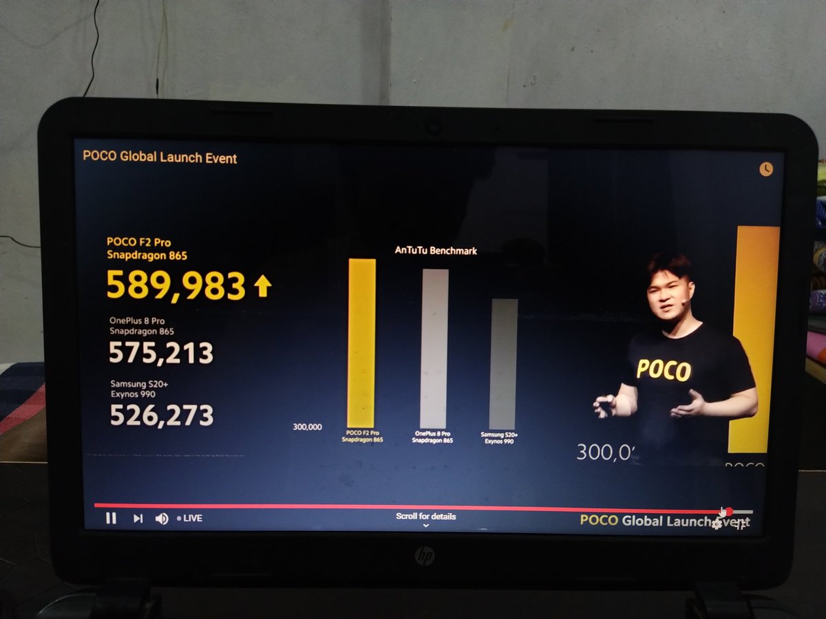 SyncGadgets's tweet photo. Poco f2 pro antutu benchmark scores higher than OnePlus 8 pro, according to poco - okay let's see. #POCOF2Pro #POCOisBACK @POCOGlobal @IndiaPOCO @oneplus https://t.co/noS3eGBowe