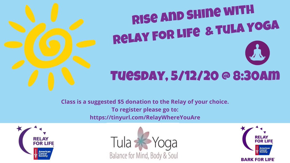 relay_nj's tweet photo. Namaste, Friends! It’s almost time to awaken the mind, body, and spirit with yoga w/@TulaYogaNJ going live at 8:30am. https://t.co/TKuRnT4LgJ