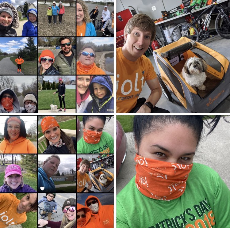 Joltcu's tweet photo. Cheers to our very own financial first responders at for participating in Jolt Virtual 5K race “Love Your Mother”! Staff and their families honored mother and Mother Nature by running, walking and biking! $250 will be donated to the The Diaper Alliance! 🍼👶 #joltcuallin https://t.co/2BW3J9Nibg